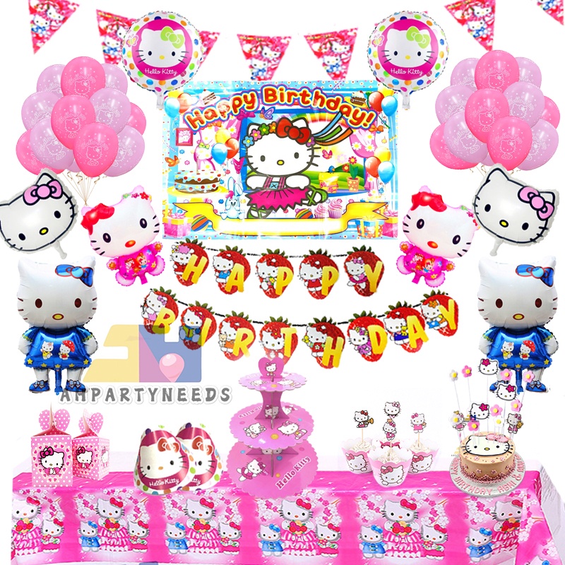 Hello Kitty Party Set Tableware Birthday Decoration Backdrops Children ...