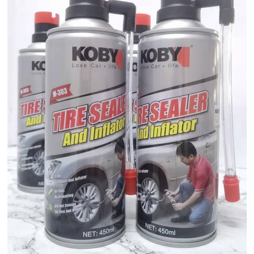 KOBY tire sealer and inflator 450ml | Shopee Philippines