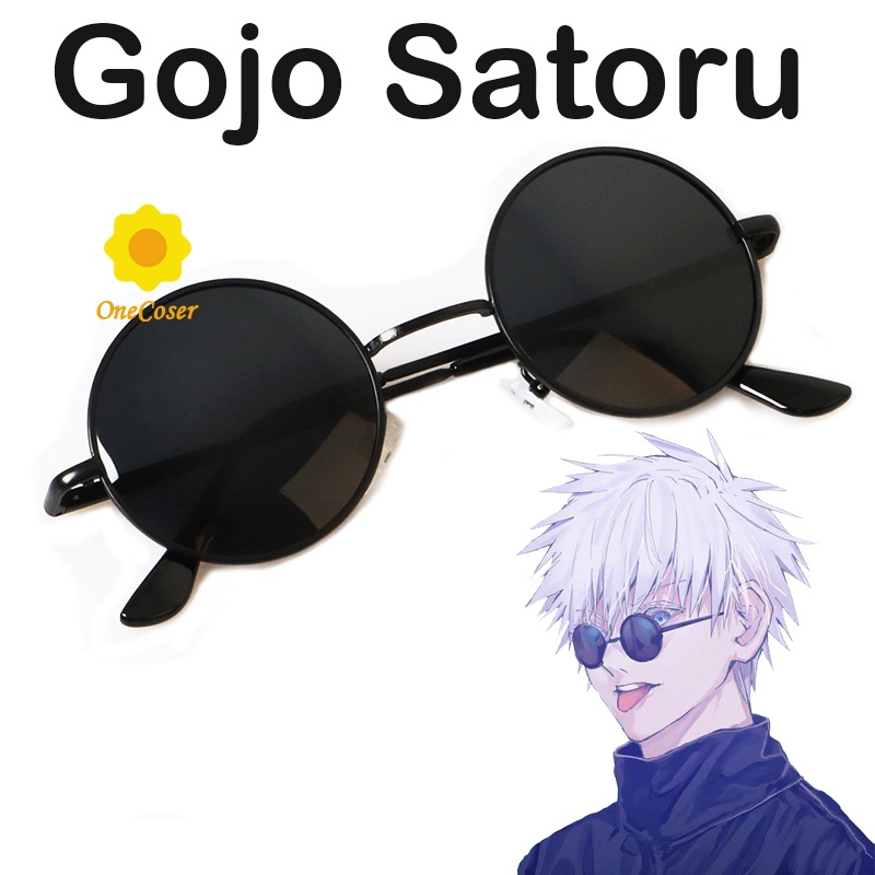 Anime Jujutsu Kaisen Cosplay Gojo Satoru Round Sunglasses Retro Glasses ...