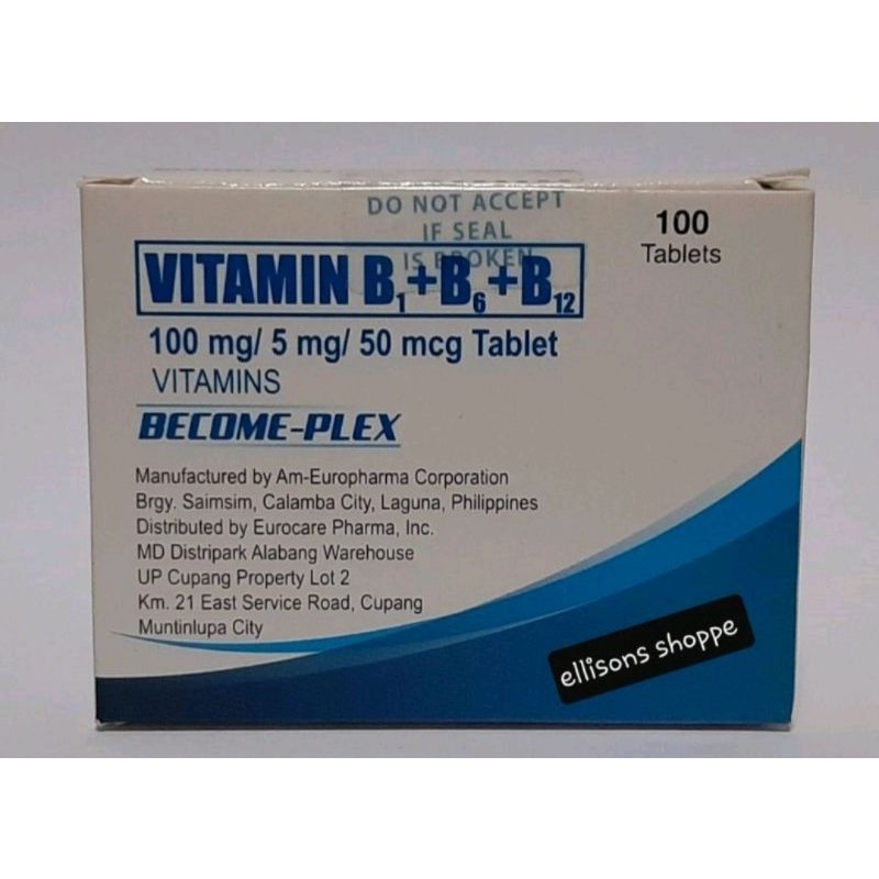 Amcovit-B / Become-Plex / VIT-3 Vitamin B Complex 100mg/10mg/50mcg Box ...