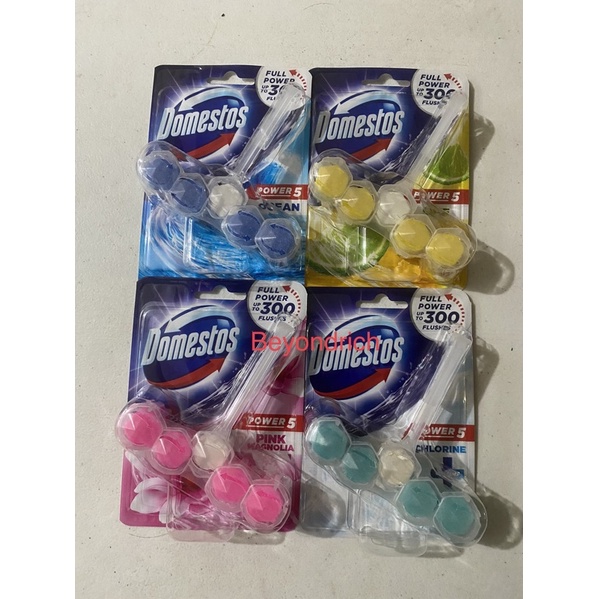 Domestos Domex Toilet Rim Power 5 Rim Block Pink Magnolia/Lime/Chlorine ...