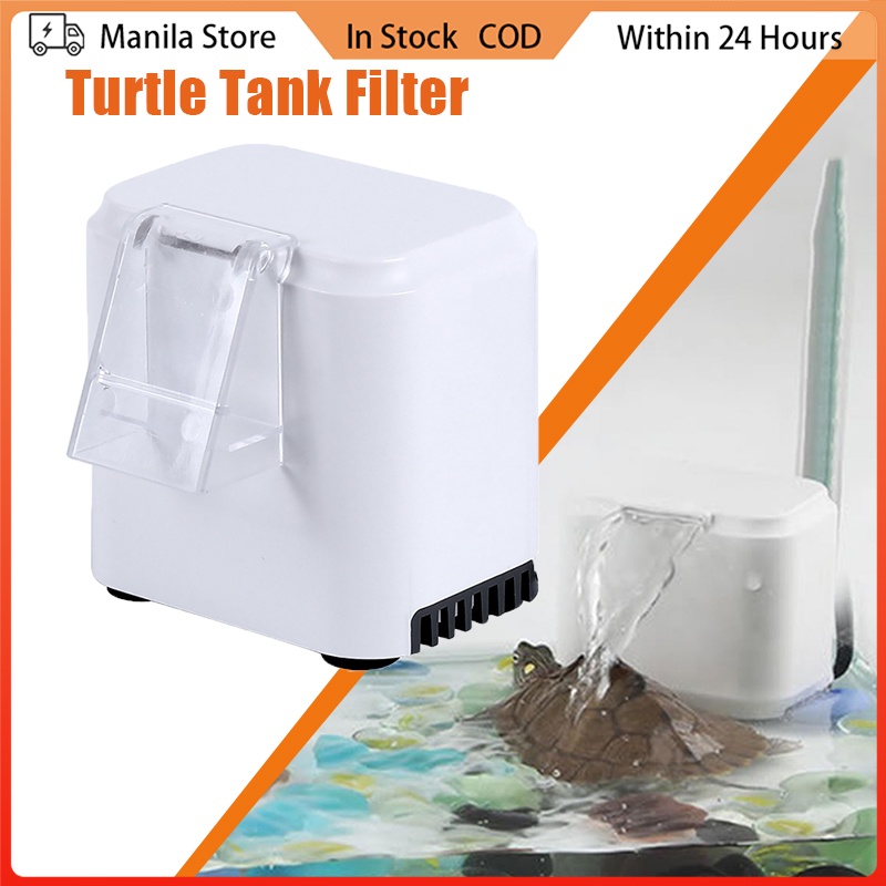 Turtle Tank Filter Aquarium Low Water Level Clean Pump Bottom Filter ...