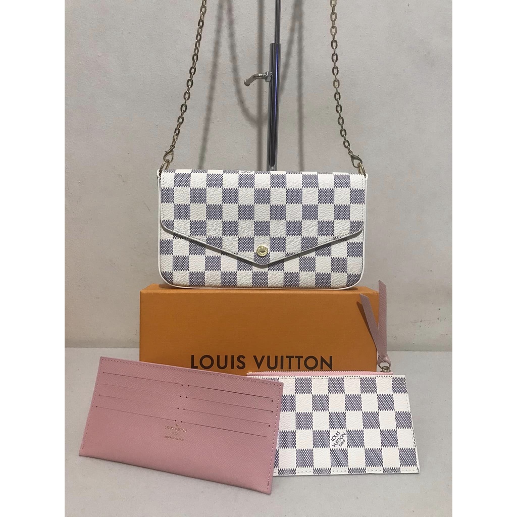 Louis Vuitton Felicie Pochette Damier Ebene Shoulder Clutch Bag