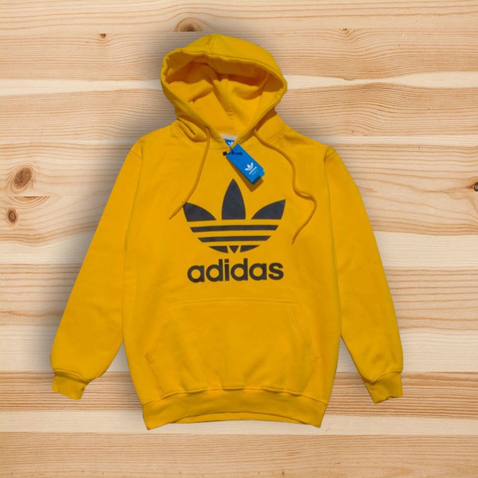 Adidas trefoil sale yellow hoodie