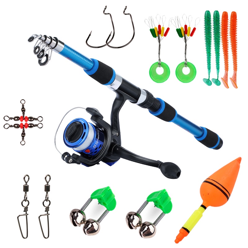 Sougayilang Portable 1.8M Spinning Fishing Rod Set Rod Reel Line Lure  Combos Telesscopic Fishing Rod Full Set