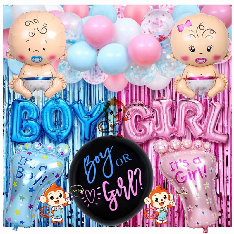 Gender Reveal Balloons Boy Girl Link Letter Balloon Pacifier Milk ...