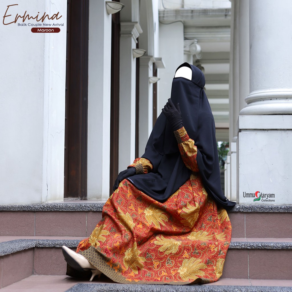 Batik Couple Family | Shari Ermina Robe | Maroon | Couple Batik | Batik ...