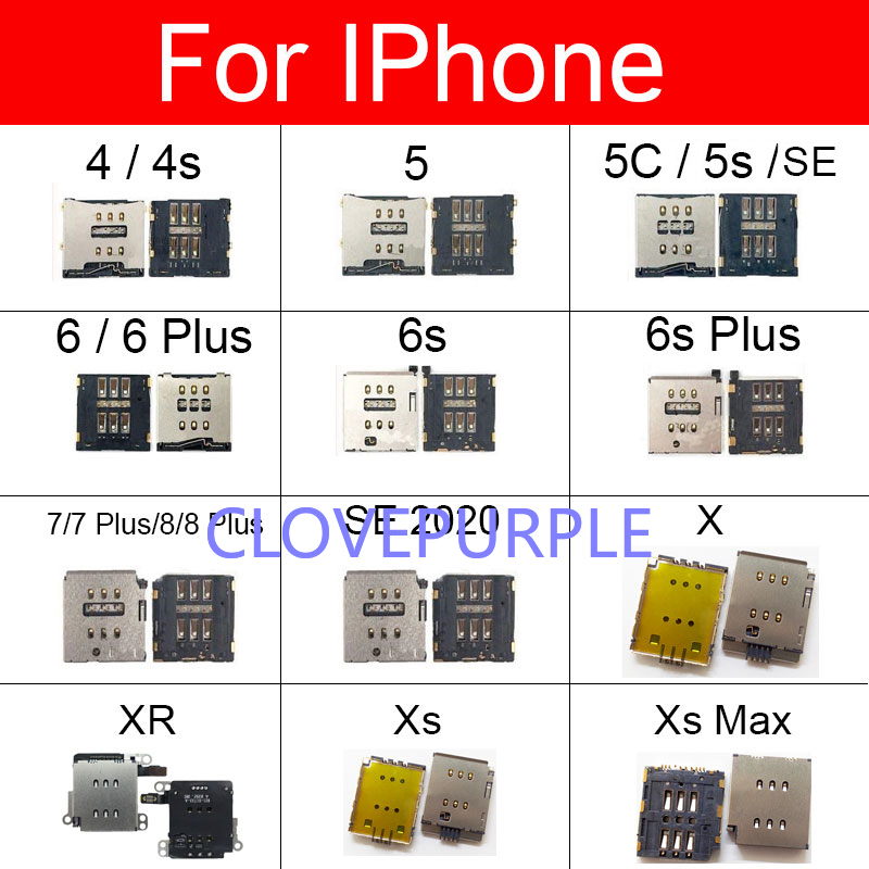 Sim Card Tray Socket Adapter For iphone X XR XS MAX 8 7 6S 6 Plus 5S 5C ...