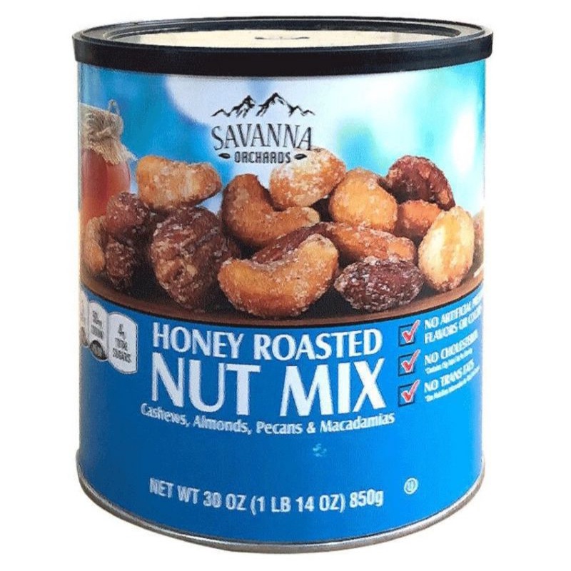 Savanna Orchards Gourmet Honey Roasted Nut Mix Three Flavors 30oz