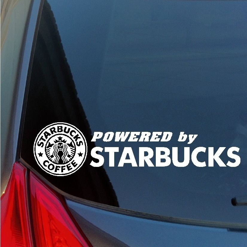 Powered by Starbucks vinyl sticker decal coffee bean tea leaf gift card