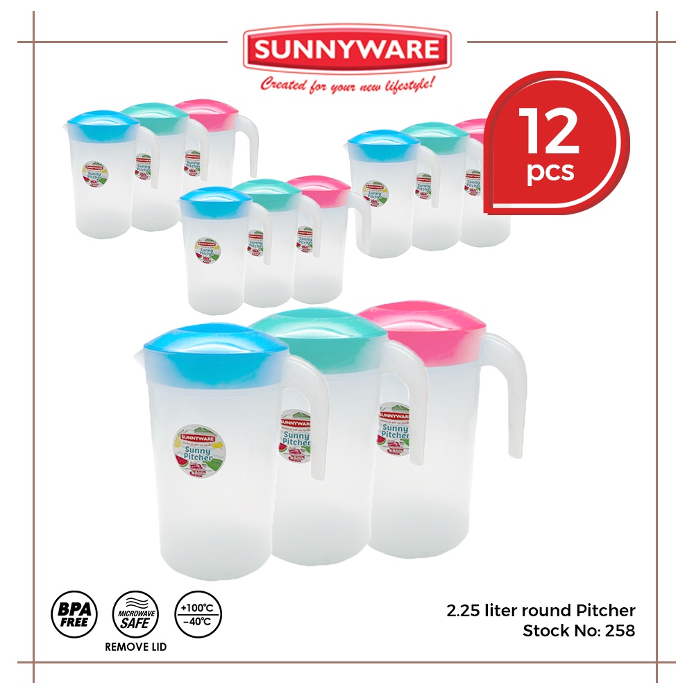 12pcs 2.25 Liter Round Pitcher | Sunnyware 258 - Deluxe | Shopee ...