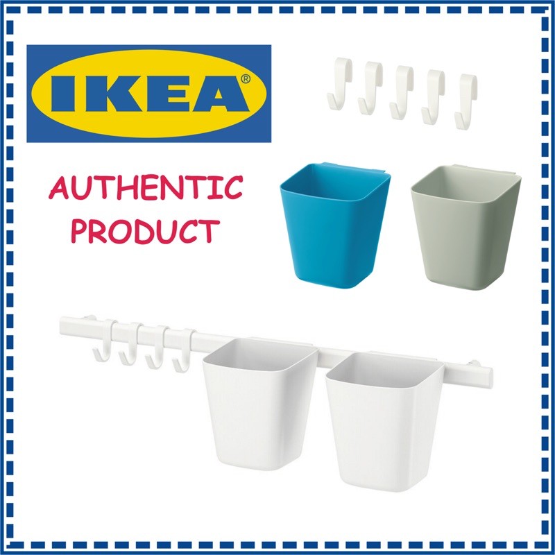 IKEA SUNNERSTA Rail With 4 Hooks And 2 Containers