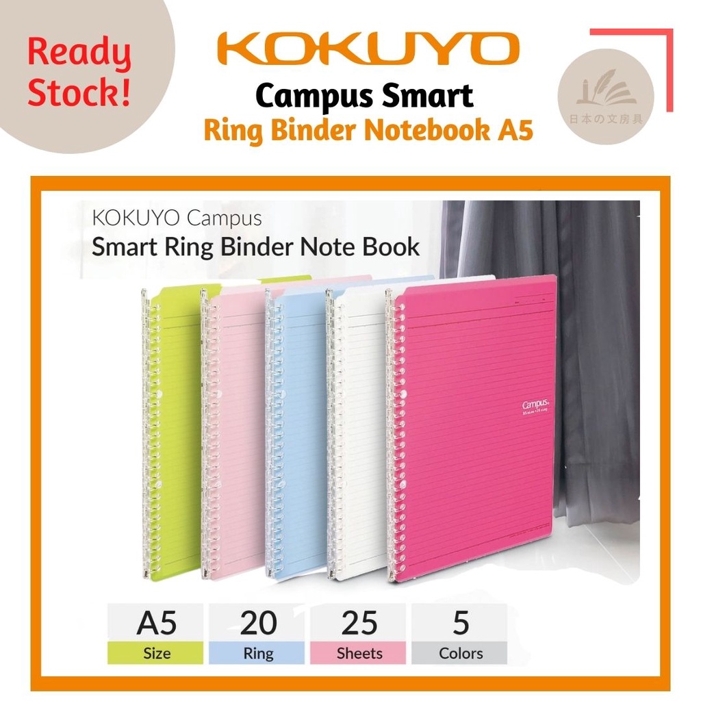 KOKUYO Campus SP130 Smart Ring Binder Notebook - A5 (Refillable) - 20 ...
