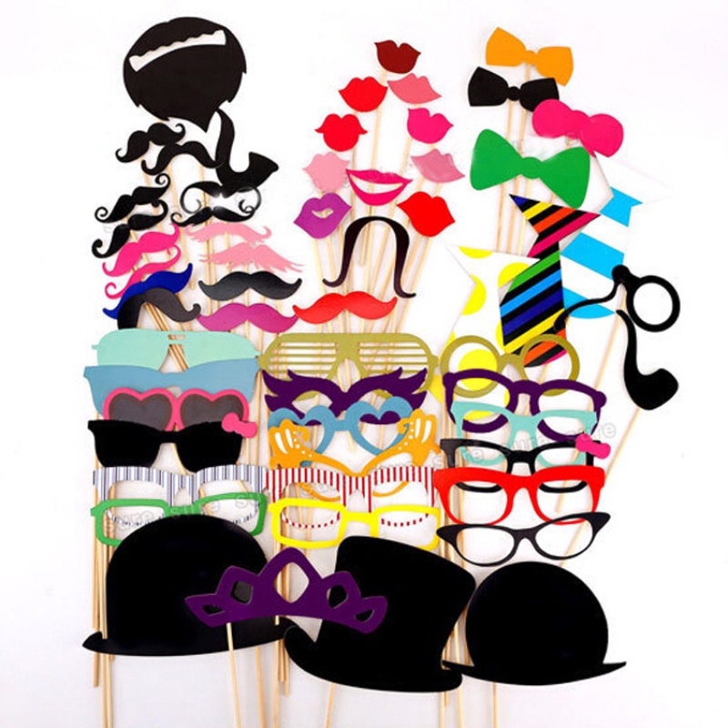 58 Pcs Party Props for Photo Booth Birthday Wedding Kids Adult Prom ...