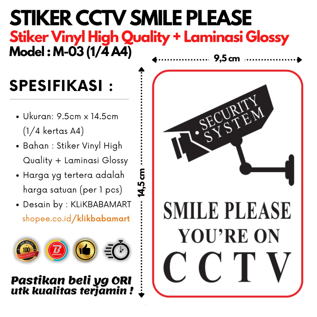 Sticker Sticker Sticker CCTV Security system Warning Safety Sign ...