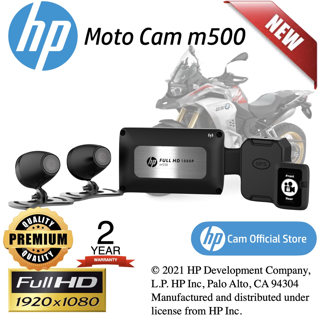 HP M550 MOTO CAM 2 Channel Moto Dashcam Hp1080 With Wifi & Memory Card 64GB  Include