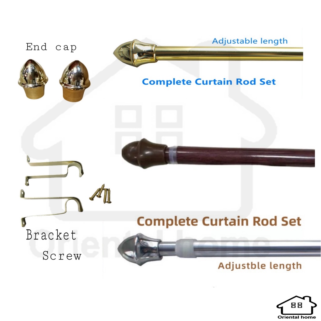 Adjustable Extendable Set Curtain Rod Rods Home Decoration With Bracket ...