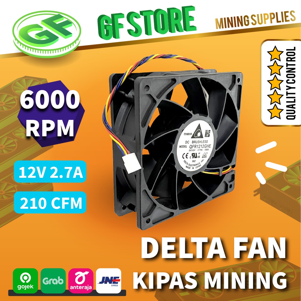 DELTA FAN 120mm 12V 2.7A 6000RPM MINING FAN RIG / ANTMINER | Shopee ...