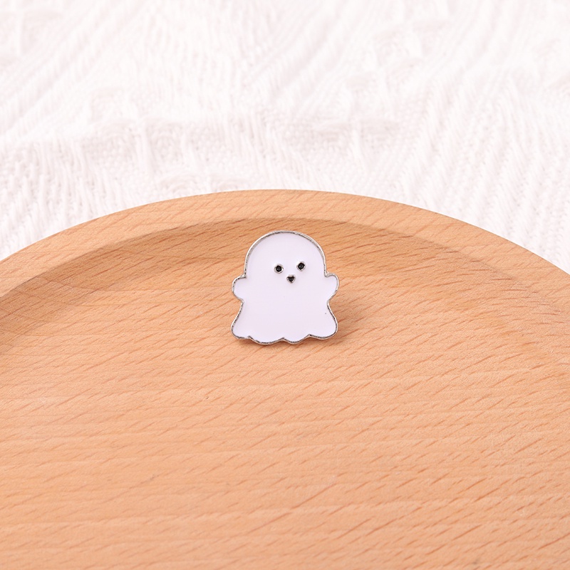 Cute White Ghost Enamel Lapel Brooch Pin Funny Cartoon Badge Jewelry