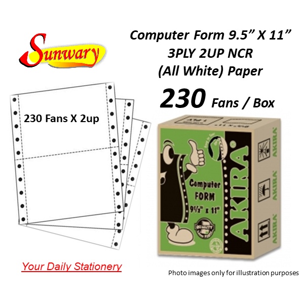 3ply 2up Computer Form NCR - Akira 230 Fans / Box All White Paper - A4 ...