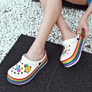 2022 Rainbow Platform Sandals For Women Crocs Style For Women