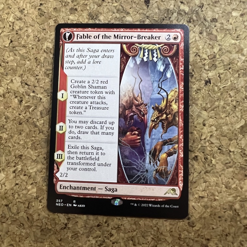 Carte Magic Mirror Breaker Magic: The Gathering - Fable Of The Mirror- Breaker // Reflection Of Kiki-Jiki (465) - Art Étendu - Kamigawa: Neon Dynasty Saga Transformable Magic