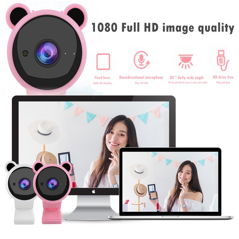 HD 1080P Webcam Mini Computer PC WebCamera with Microphone Rotatable ...