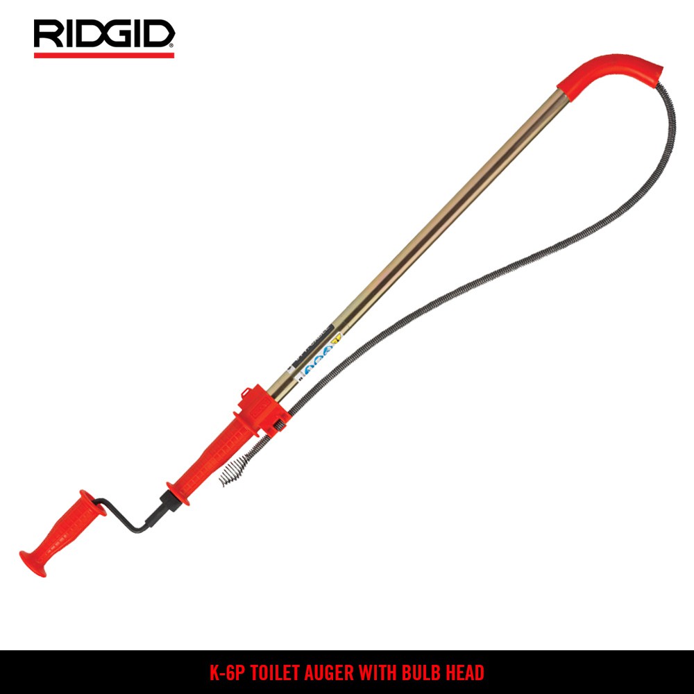 RIDGID K-6P Toilet Auger With Bulb Head, With Heavy-Duty Cable, 6 Ft ...