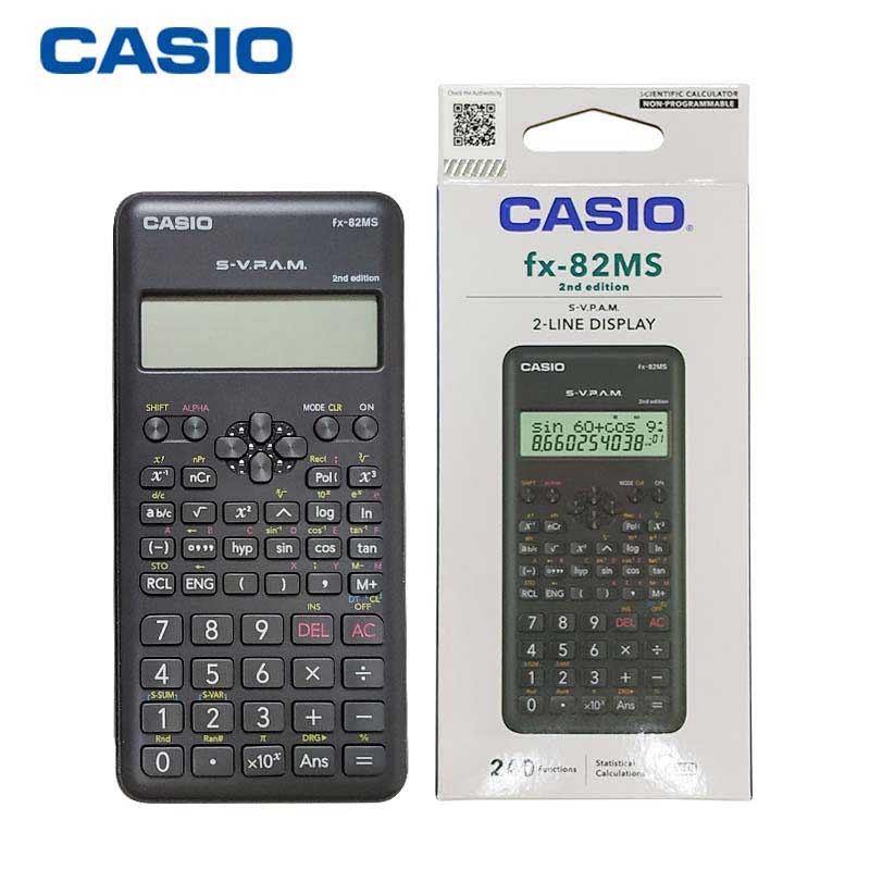 Casio FX-82MS-2 Taschenrechner - 240 Funktionen Mit 2-zeiligem Display, Schwarz