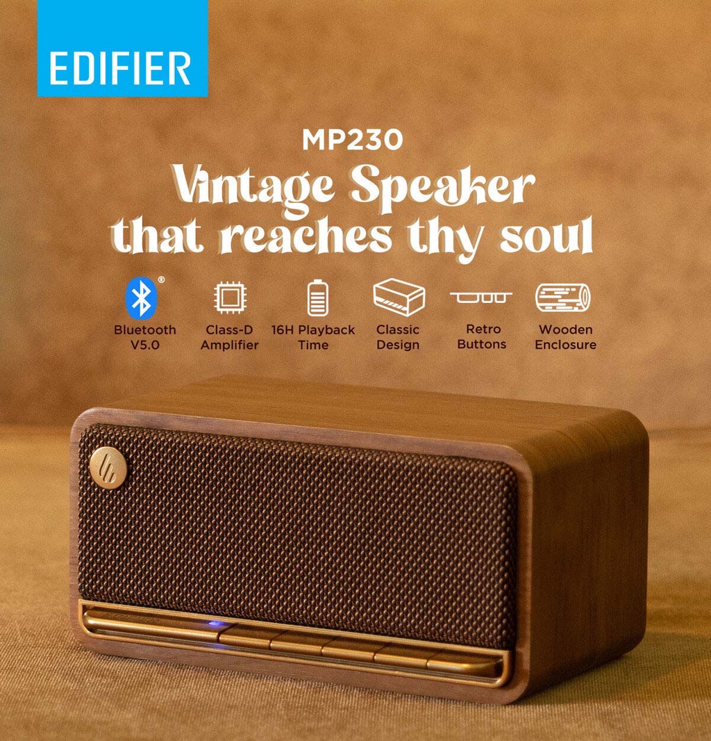 Edifier MP230 Vintage Speaker Portable Bluetooth 5.0 Retro Buttons ...