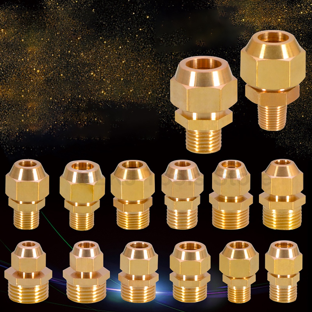 1pcs Flaring Copper Pipe Fittings 1/8" 1/4" 3/8" 1/2" Male Thread Brass