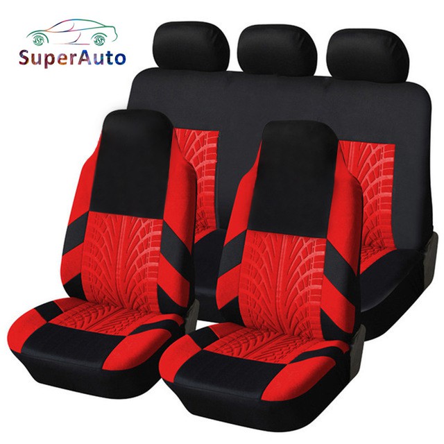 SuperAuto Car Seat Covers Full Set Car Seat Protector Tire Pattern Fit For Toyota Wigo Hyundai Eon