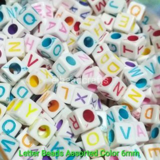  100 Pcs Square Letter Beads, Acrylic Colourful Number