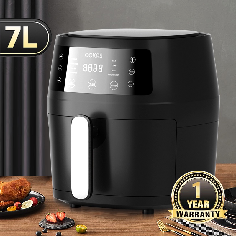 OOKAS 7L Electric Air Fryer LED cooking with 360°LED touch screen Oil ...