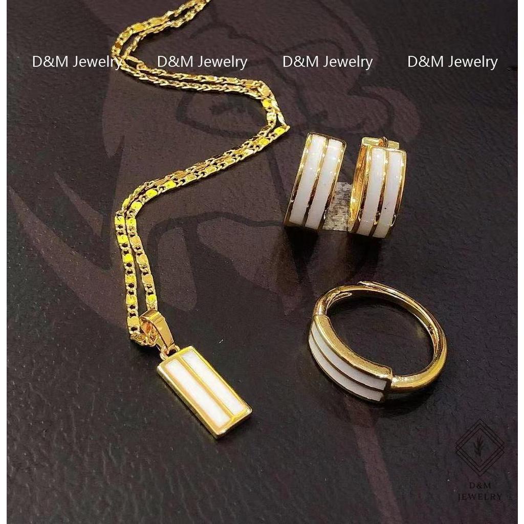 D&M Jewelry 18K Saudi Gold Plated jewelry set 3in1 Necklace Earrings ...