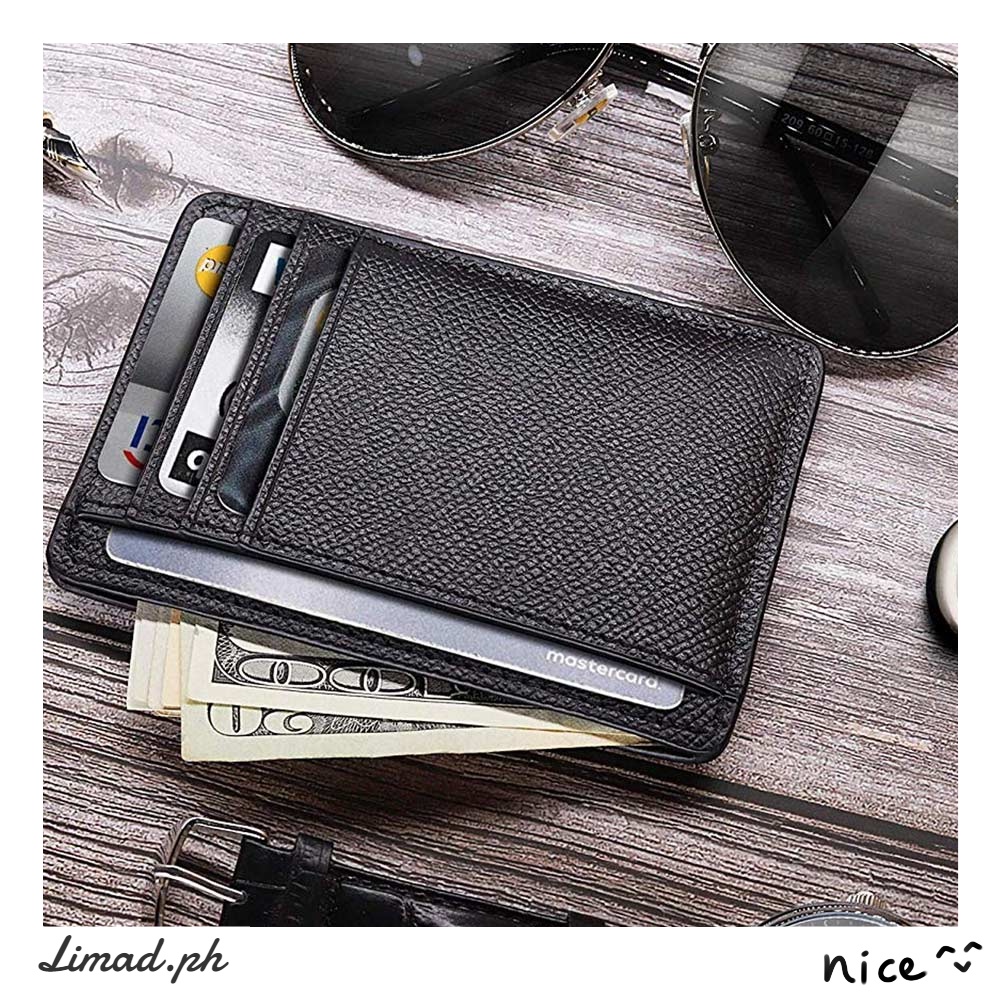 limad Men Card Holder PU Leather 6 Cards Slot Ultra-thin Lichee Pattern ...