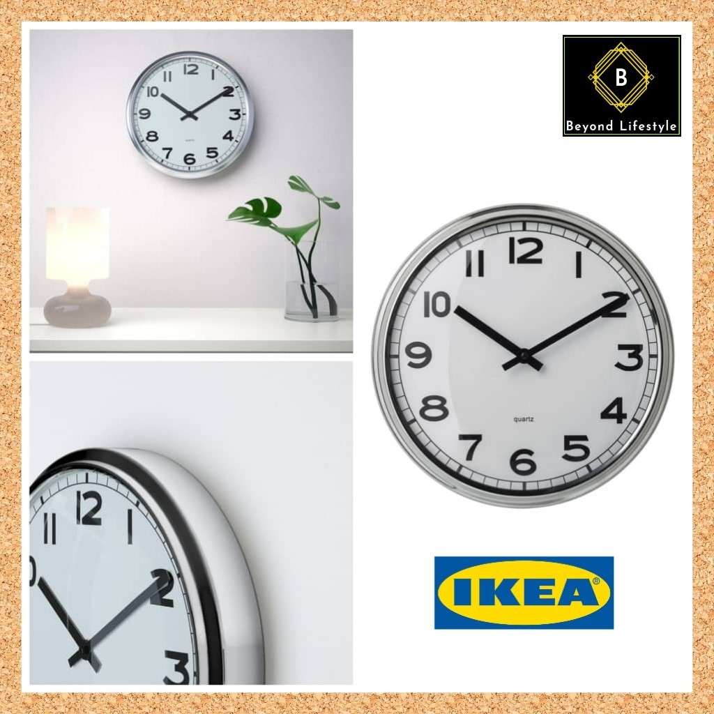 IKEA PUGG WALL STAINLESS STEEL 32CM IKEA CLOCK IKEA WALL CLOCK JAM ...