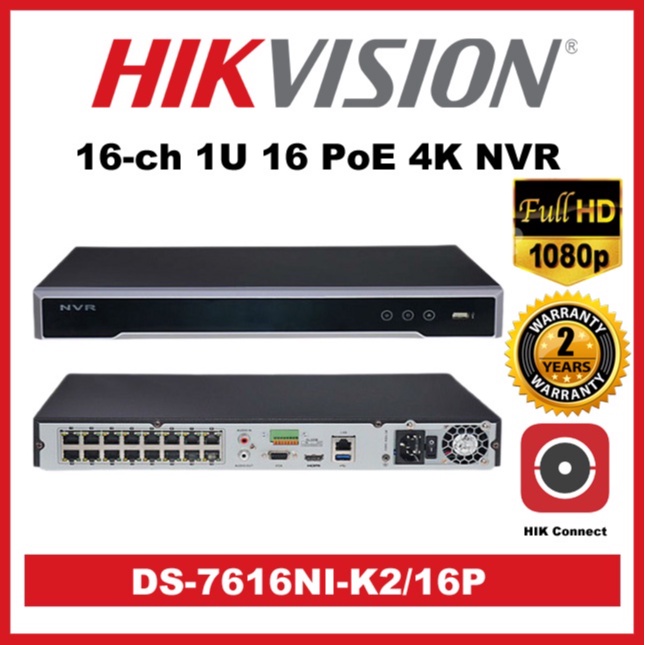 Hikvision DS-7616NXI-K2/16P 16-ch 1U 16 PoE 4K NVR | Shopee Philippines