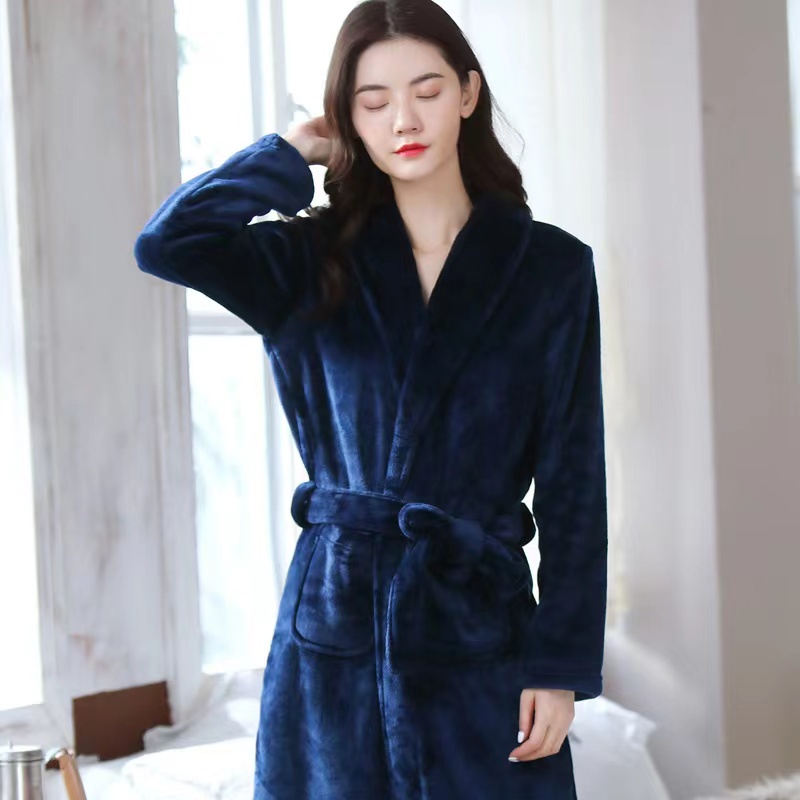 NJOY Couple Bathrobe New Thick Coral Velvet Bathrobe Autumn and Winter
