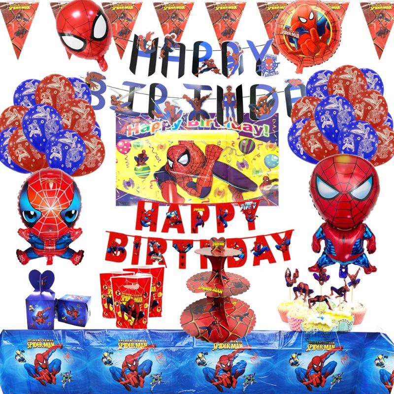 Spiderman Theme Happy Birthday Party Decorations Supplies Needs Paper ...