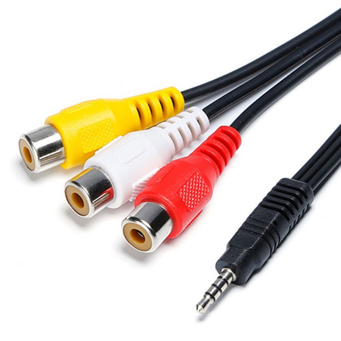 4 Poles 3.5mm Mini AV Male to 3RCA Female M/F Audio Video Cable Stereo ...