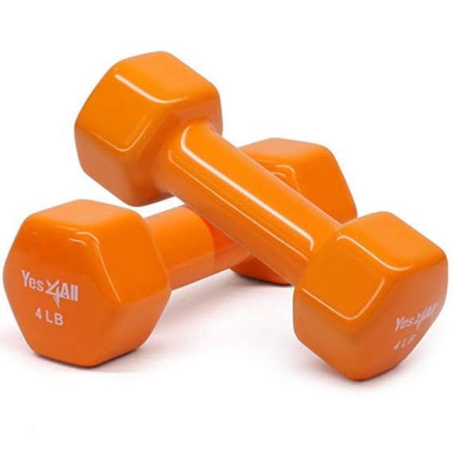 4 6 POUNDS lbs orange DUMBBELLS vinyl colored dumbells for girls