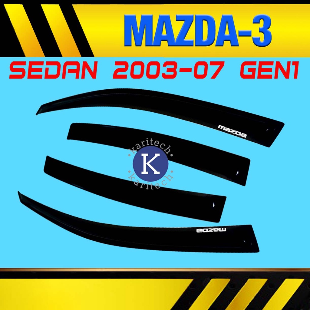 Dark Smoke Window Shades Lightronic Vent Window Visors For 2004-2009 Mazda 3 Sedan - Dark Smoke Rain Guards Mazda 3 Sedan Accessories