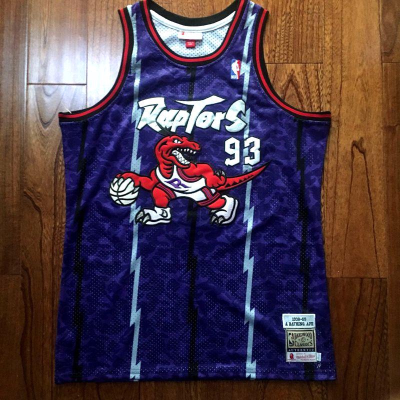 BAPE x Mitchell & Ness Raptors Camo Basketball Swingman Jersey Purple (FW19)