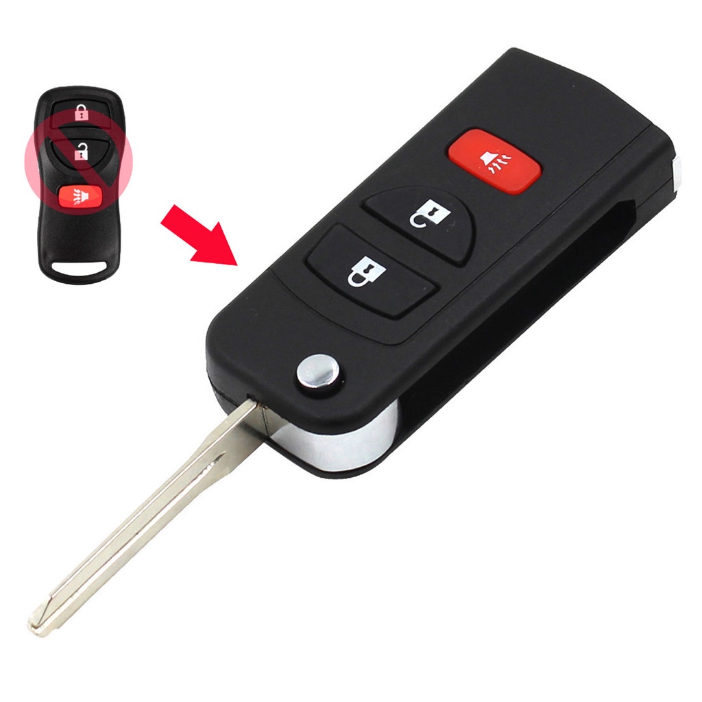 Modified Flip Remote Key Case Fob Shell 4 Buttons for Nissan Sentra Maxima Sunny