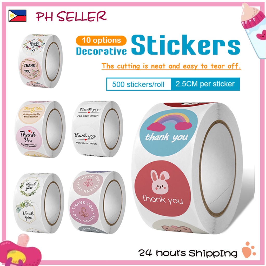 500pcs Thank You Sticker 1Roll Customized Thank U Packaging Label ...