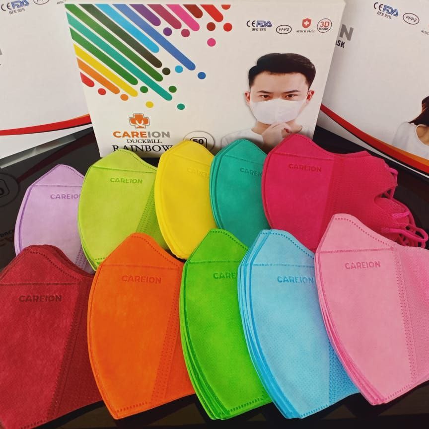 Duckbill Careion Emboss Rainbow Mask Colorful Sensi Stripes 3 Ply 50 ...
