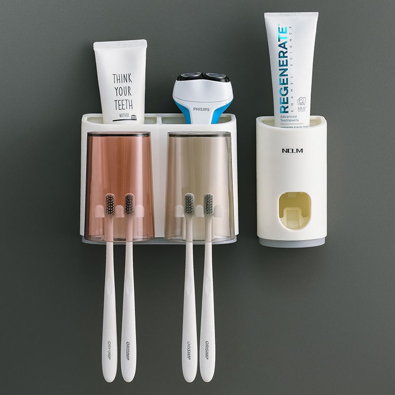 Nakatakda ng toothbrush holder na hindi perforated toothpaste squeezer