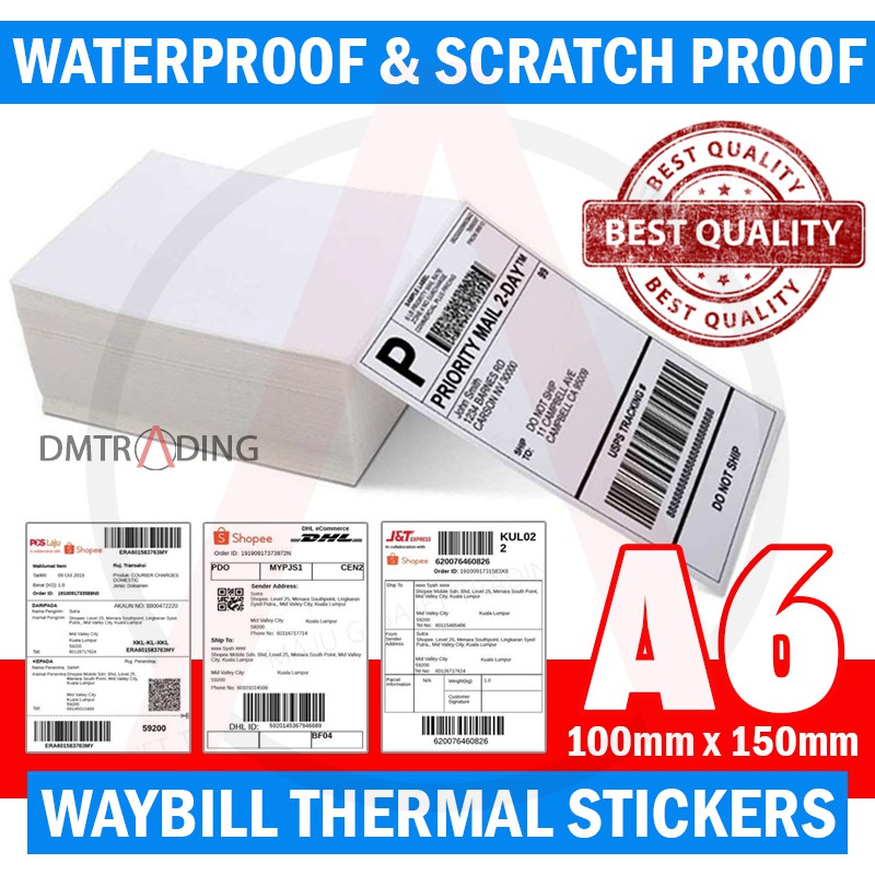 A6 Waybill Thermal Sticker Paper Size 100 Mm X 150 Mm Shopee Philippines 5527