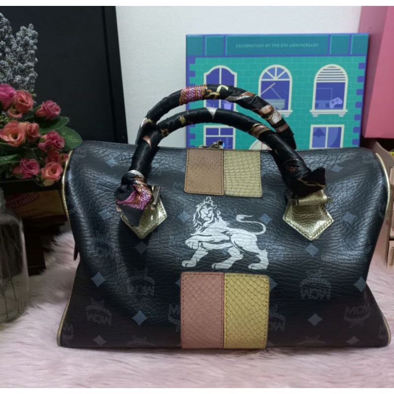 Mcm Princess Lion Boston Bag